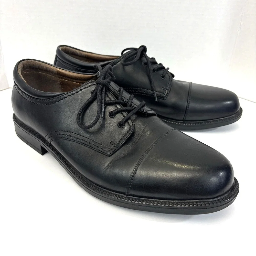 Dockers Cap Toe Derby Dress Shoes Mens Size 14W Black Leather Comfort Cushion